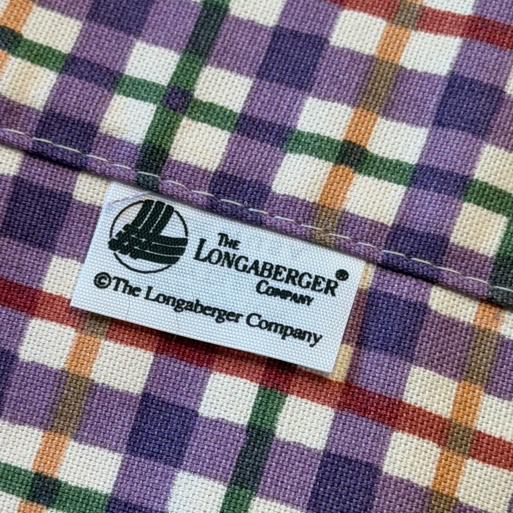 Vintage Set Of 3 Longaberger‎ Blueberry Plaid Curtain Valances 72x18" Cotton USA